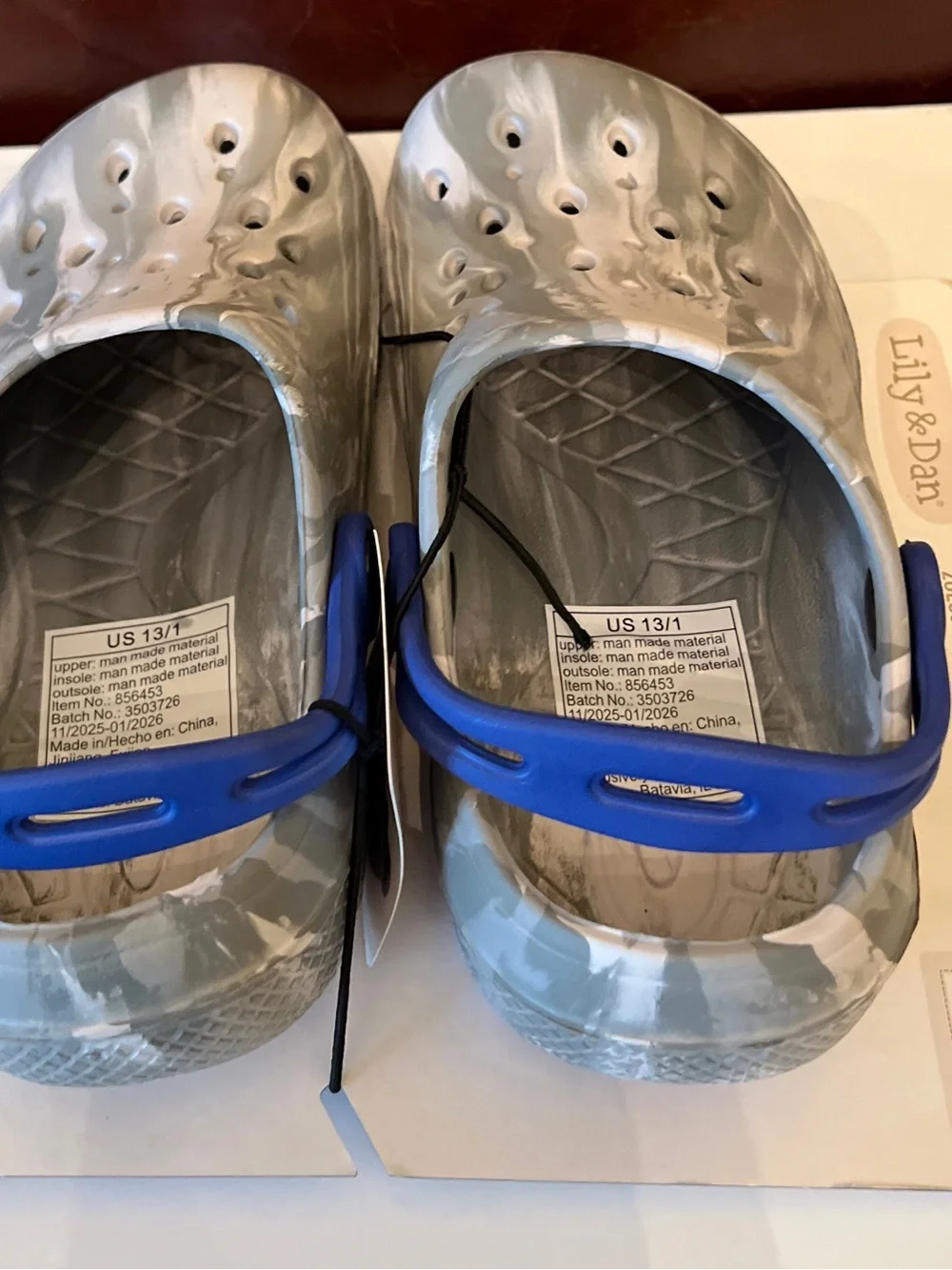 Lily & Dan Aldi Kids Gray Cream Swirl Summer Clogs Shoes Size 13/1 New w/tag